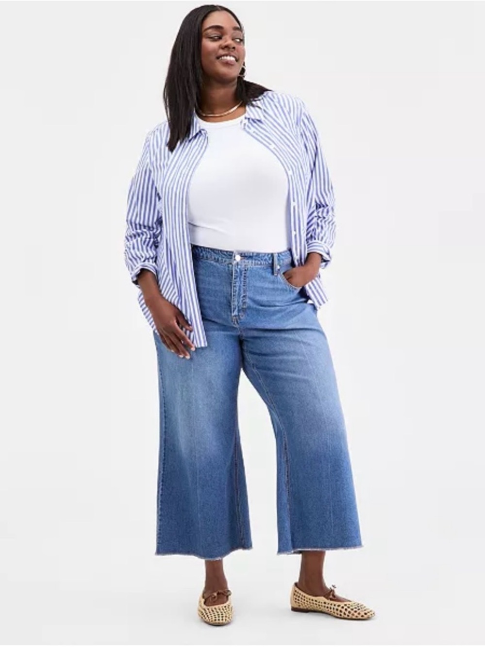 On 34th Plus Size Alexis Wide-Leg Frayed-Hem Jeans Size 20